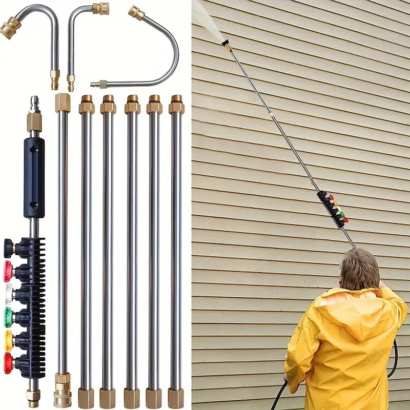Telescoping High-Pressure Washer Wand Set - 4000 PSI for Gutter & Roof Cleaning