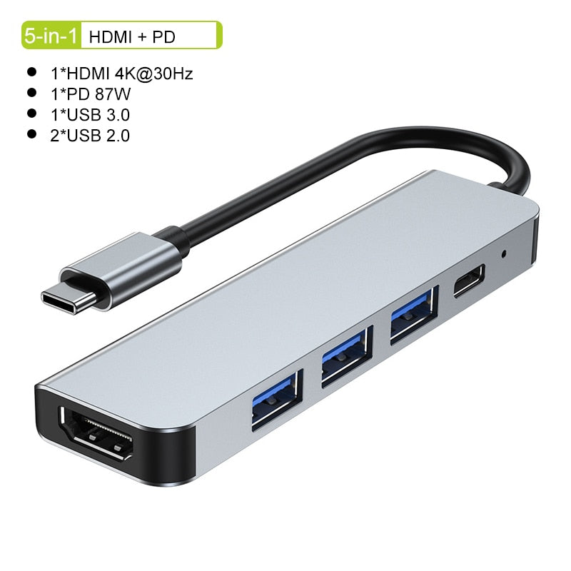 Thunderbolt 3 USB-C Hub with HDMI, PD, and SD/TF for Air M1 and Pro