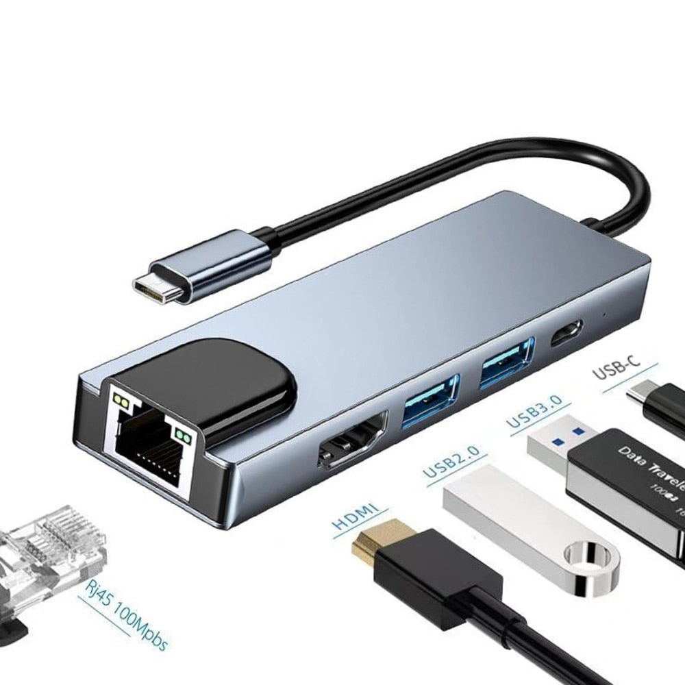 Thunderbolt 3 USB-C Hub with HDMI, PD, and SD/TF for Air M1 and Pro