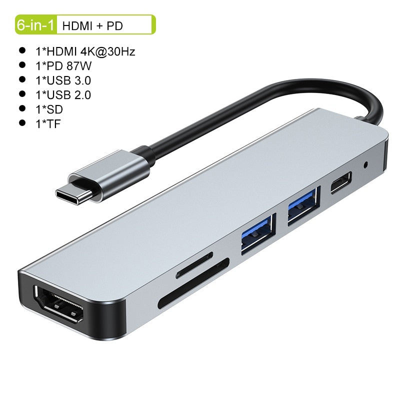 Thunderbolt 3 USB-C Hub with HDMI, PD, and SD/TF for Air M1 and Pro