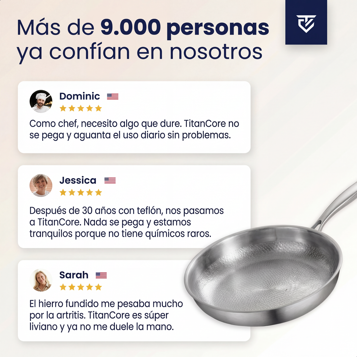 Titanium Frying Pan - Natural Non-Stick Cooking Without Chemicals