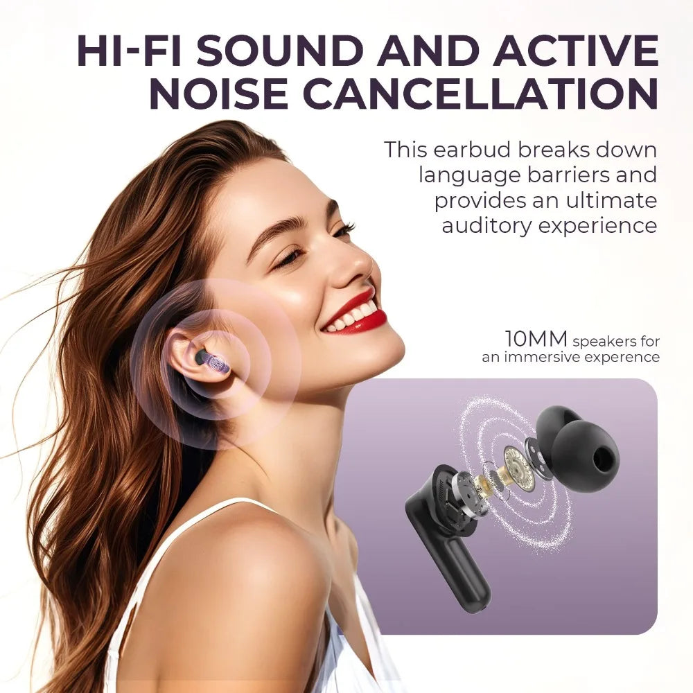 Touchscreen Translator Earbuds with Noise Reduction