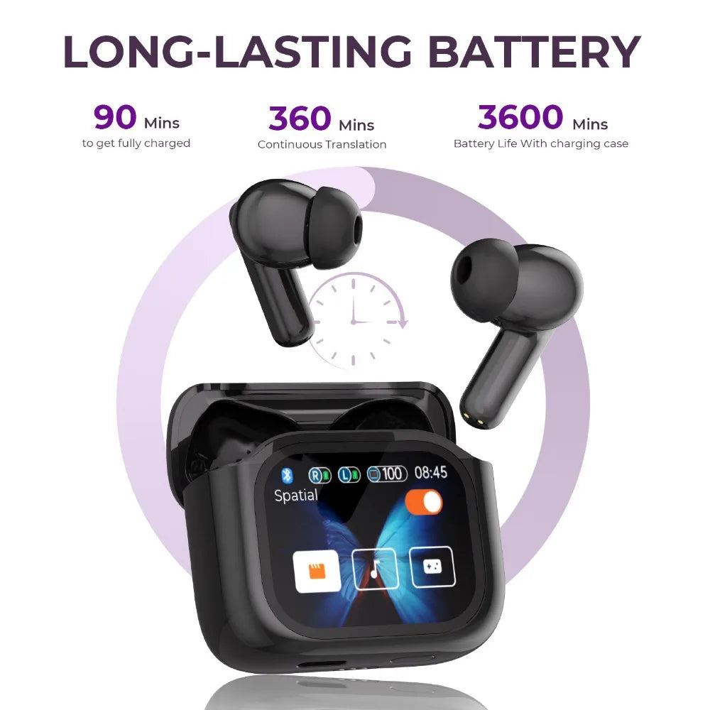Touchscreen Translator Earbuds with Noise Reduction