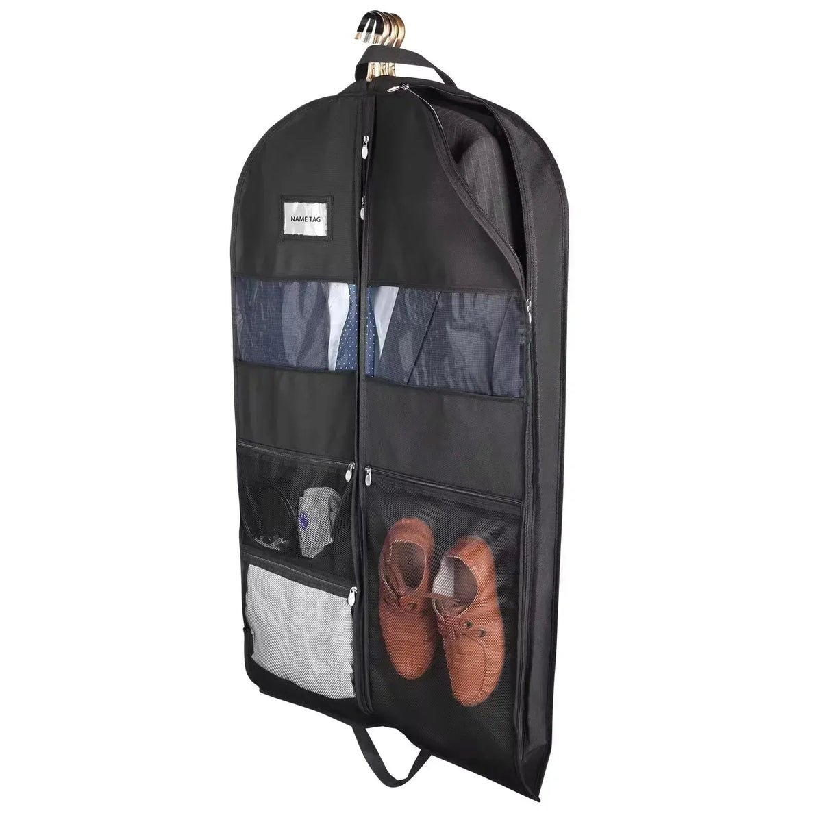 Travel Garment Bag | Dual Zipper & XXL Pockets | Breathable & Transparent | 43-Inch Hanging Suit Organizer
