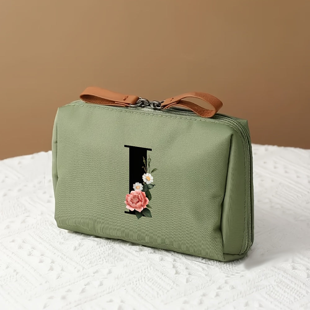 Travel Makeup Bag & Cosmetic Organizer with Initial Letter