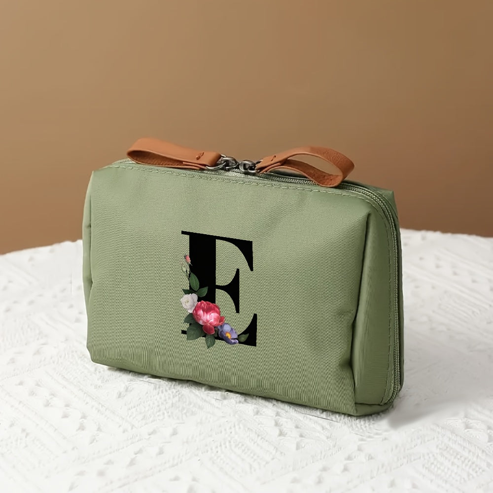 Travel Makeup Bag & Cosmetic Organizer with Initial Letter