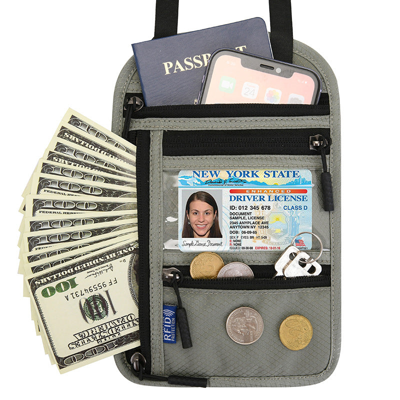 Travel Neck Wallet with RFID-Blocking Passport Pouch