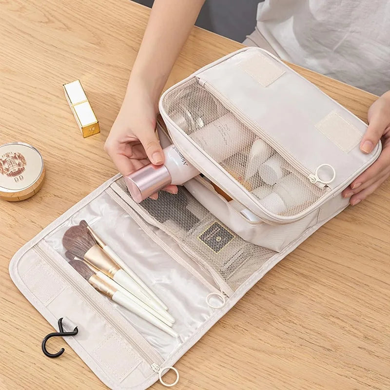 Travel Toiletry Bag with 6 Compartments and Hanging Hook