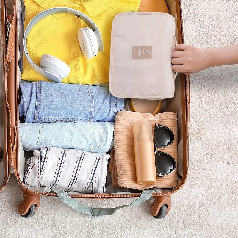 Travel Toiletry Bag with 6 Compartments and Hanging Hook