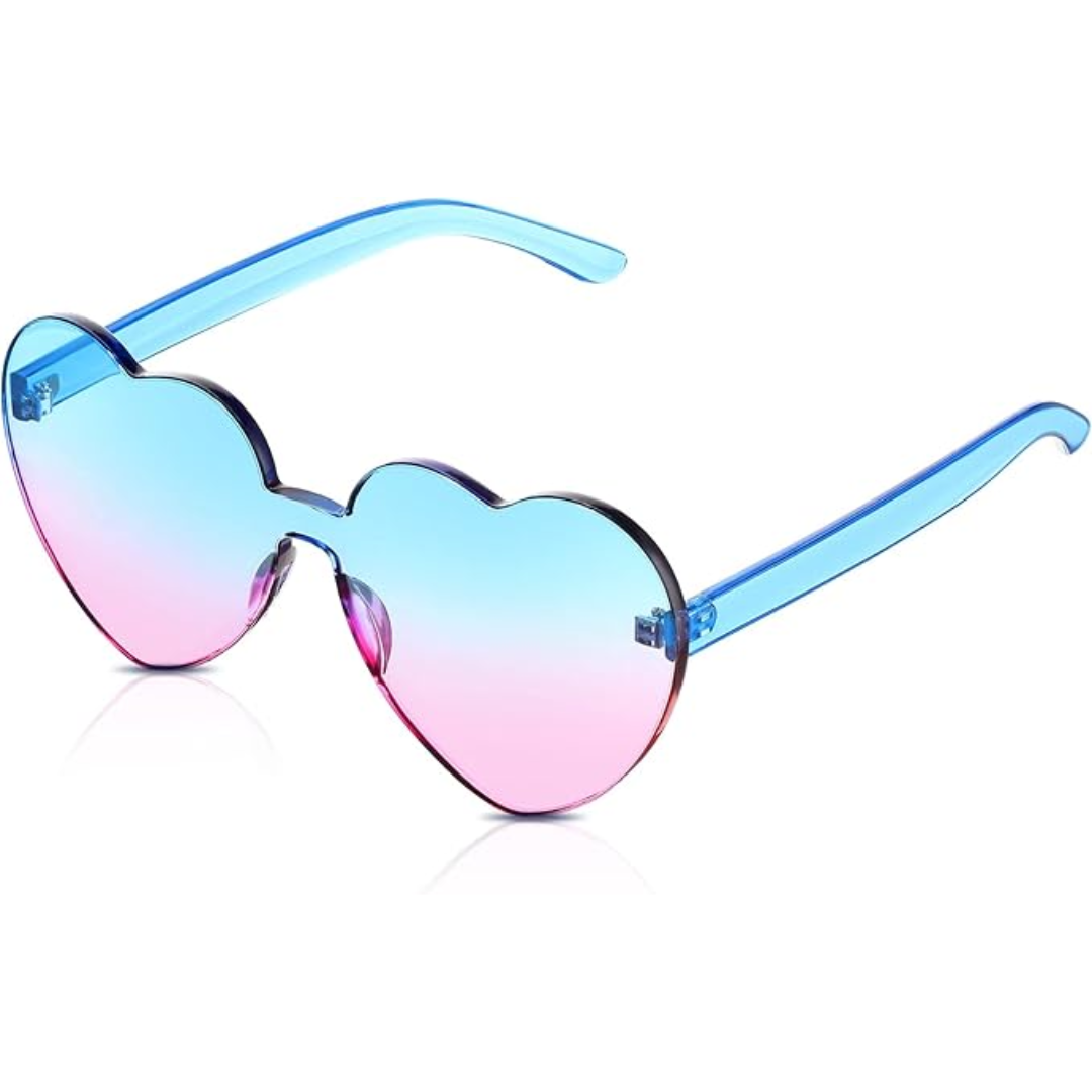 Trendy Rimless Heart Sunglasses in Translucent Look