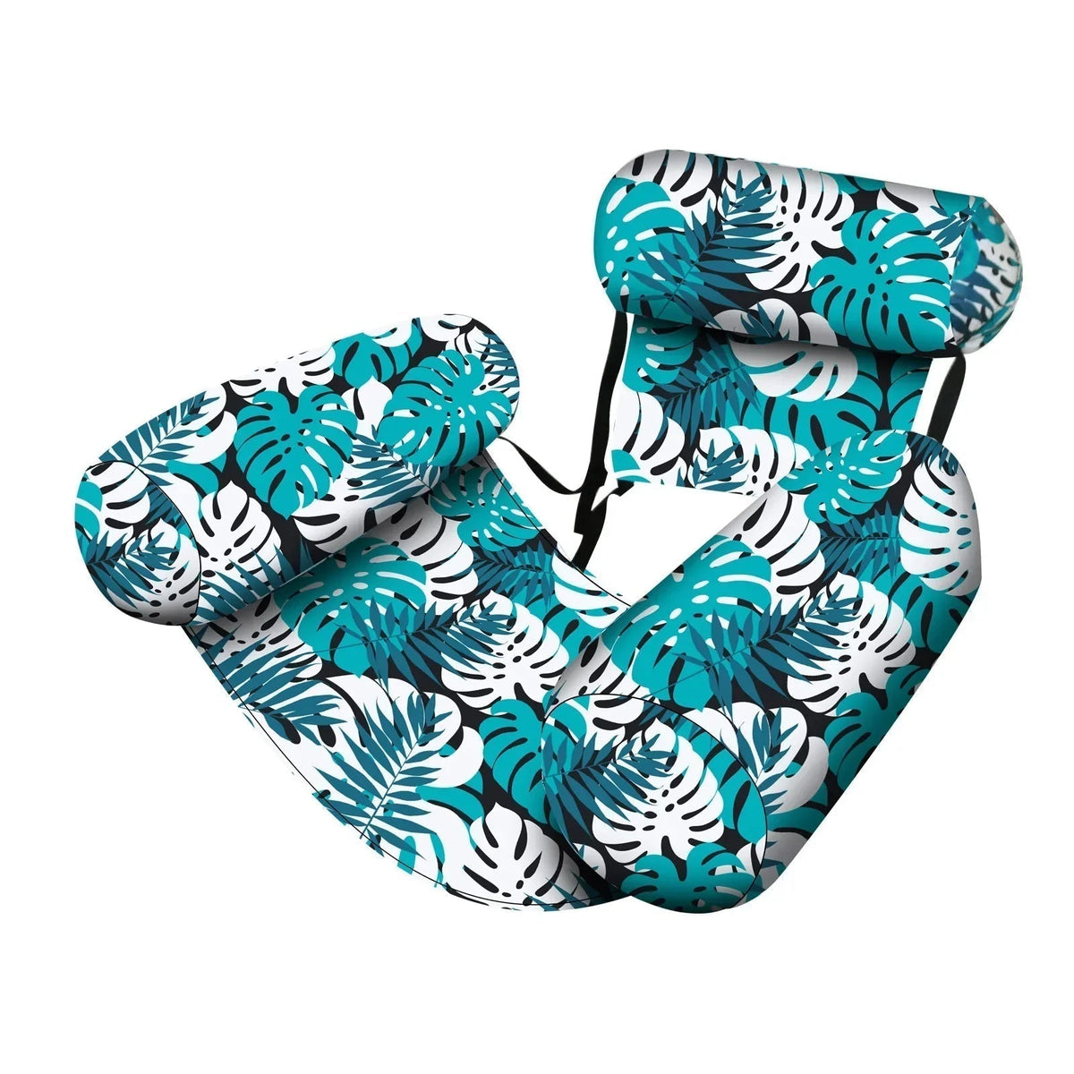 Tropical Print Inflatable Pool Lounger with Adjustable Backrest