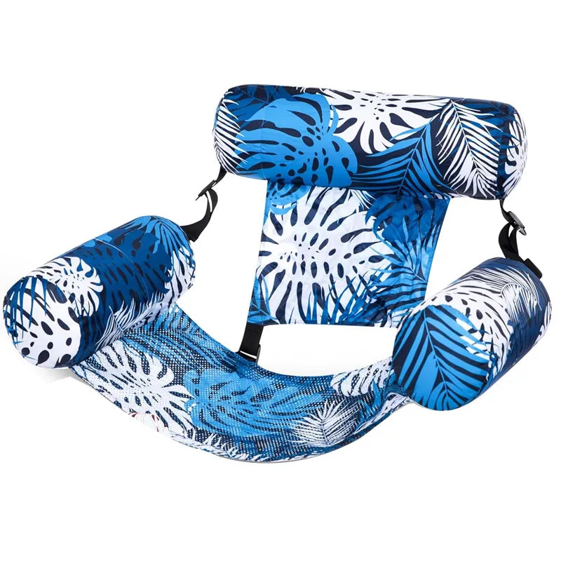 Tropical Print Inflatable Pool Lounger with Adjustable Backrest