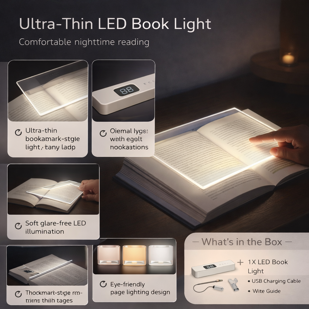 Ultra-Thin USB-Rechargeable LED Book Reading Light