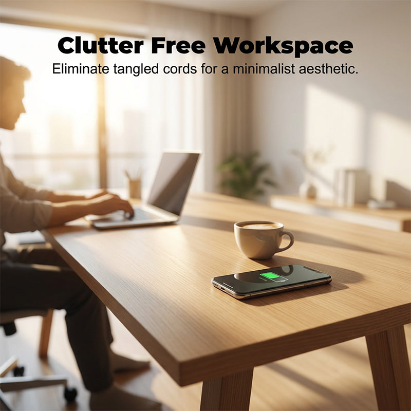 Under-Desk Wireless Charging Station with Invisible Mount - Charges Through Wood and Stone