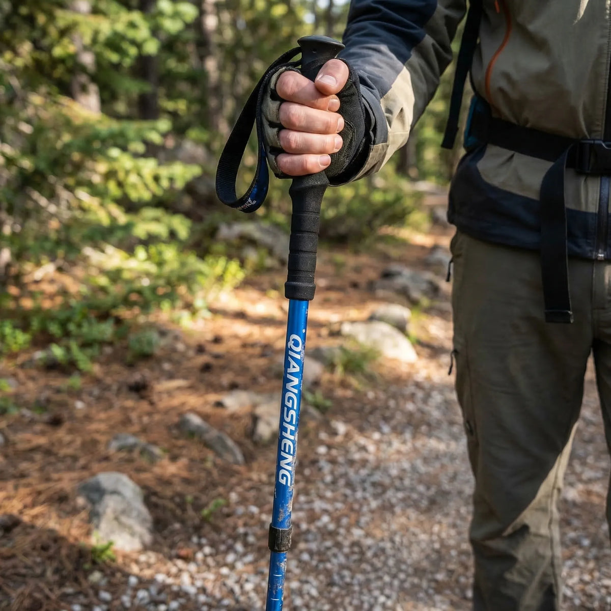 Unisex 4-Section Telescopic Folding Trekking Pole for Hiking
