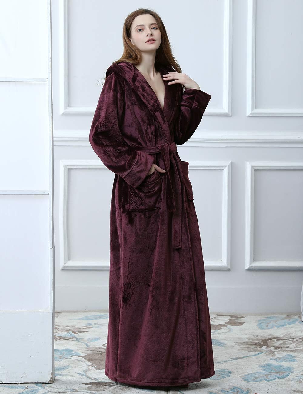 Unisex Fluffy Hooded Bathrobe, Warm & Soft Comfort