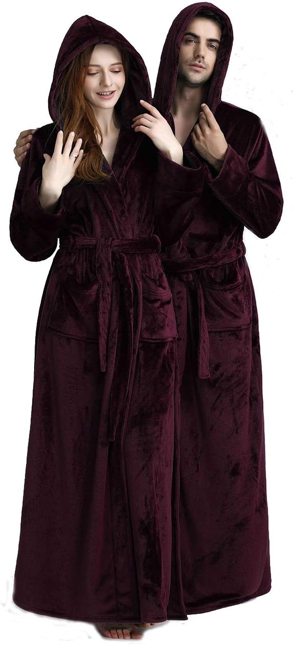 Unisex Fluffy Hooded Bathrobe, Warm & Soft Comfort