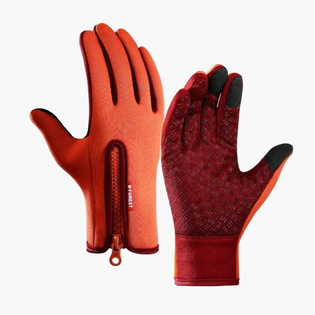 Unisex Gloves with Zipper and Textured Surface