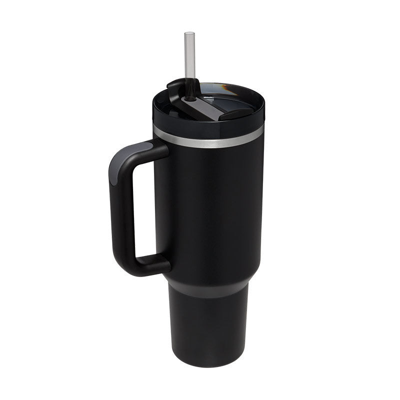 Unisex Insulated Travel Mug with Handle and Straw