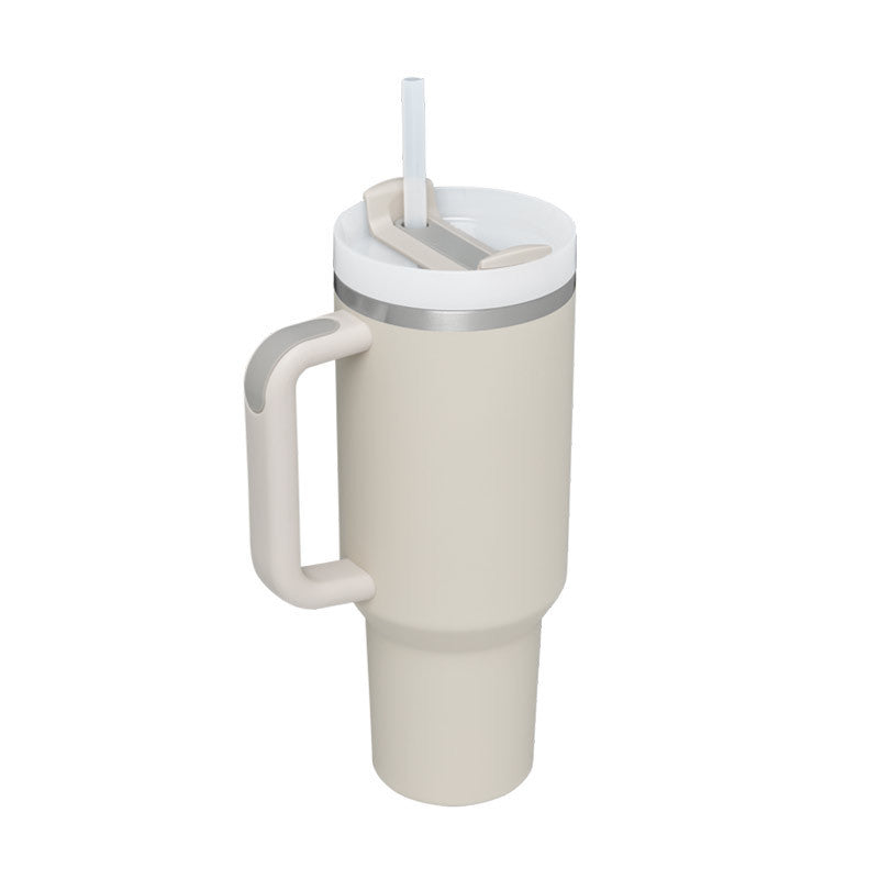 Unisex Insulated Travel Mug with Handle and Straw