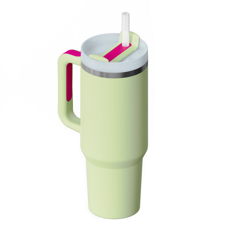 Unisex Insulated Travel Mug with Handle and Straw