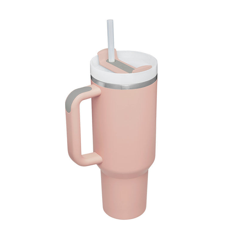 Unisex Insulated Travel Mug with Handle and Straw