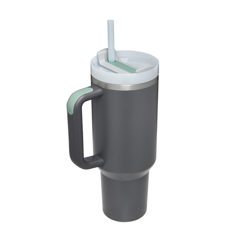Unisex Insulated Travel Mug with Handle and Straw