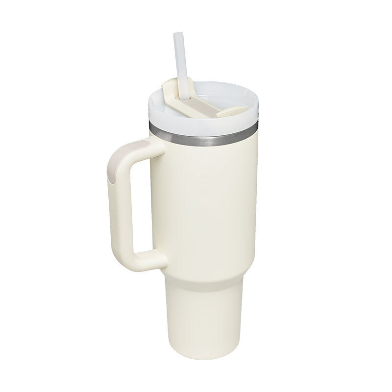 Unisex Insulated Travel Mug with Handle and Straw