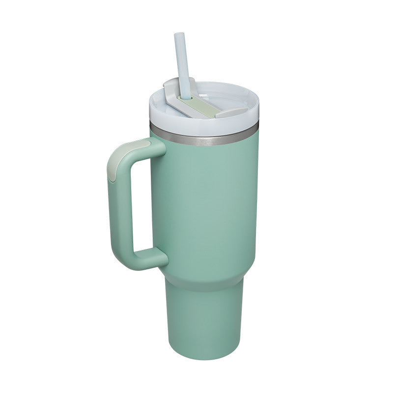 Unisex Insulated Travel Mug with Handle and Straw