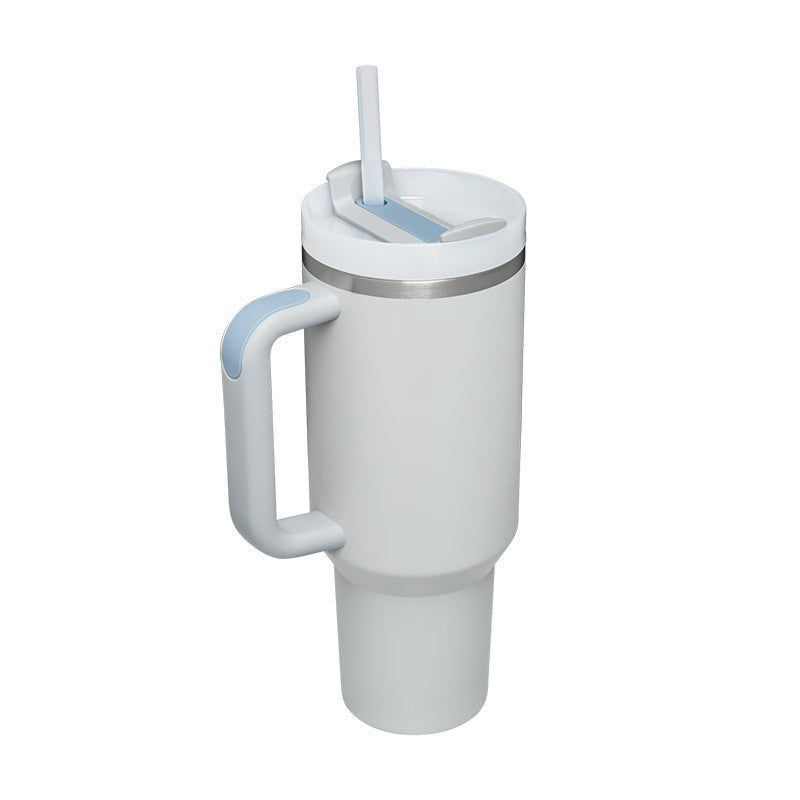 Unisex Insulated Travel Mug with Handle and Straw