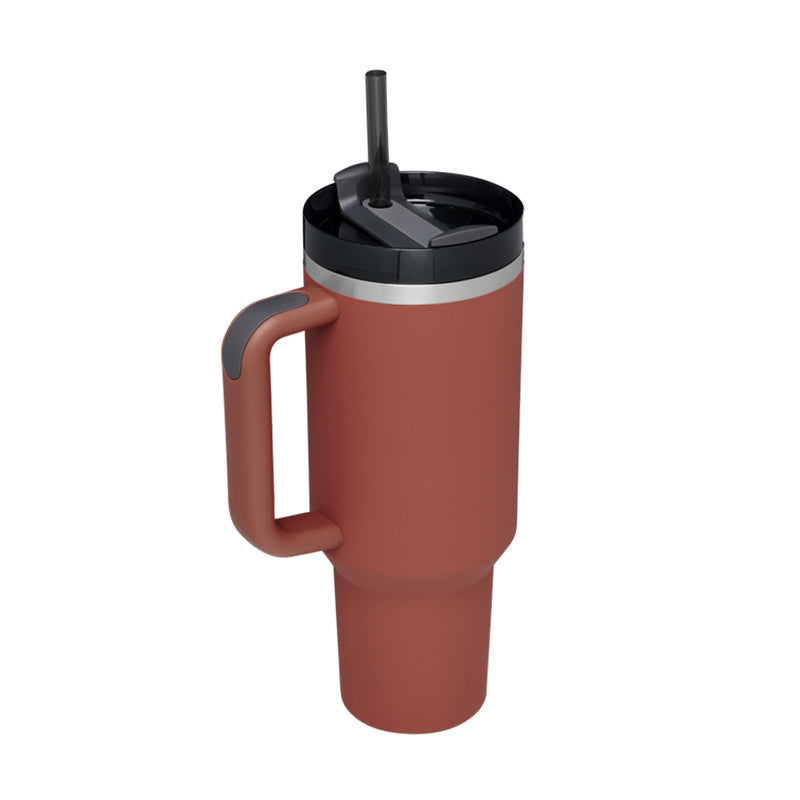 Unisex Insulated Travel Mug with Handle and Straw