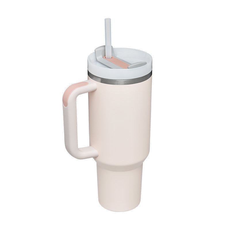 Unisex Insulated Travel Mug with Handle and Straw