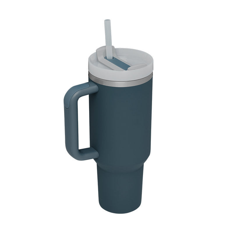 Unisex Insulated Travel Mug with Handle and Straw