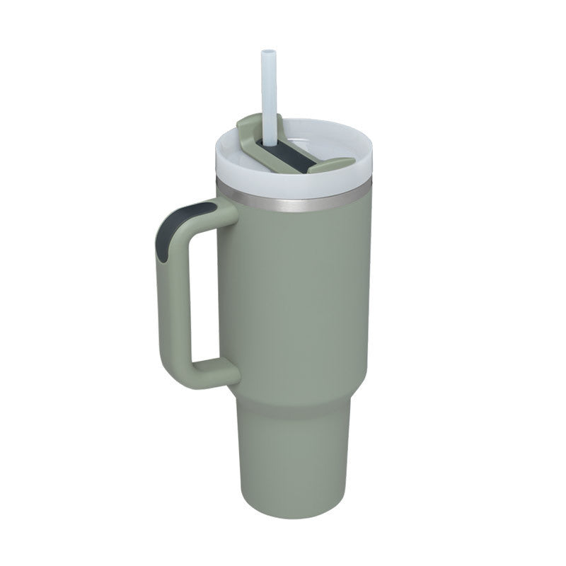 Unisex Insulated Travel Mug with Handle and Straw