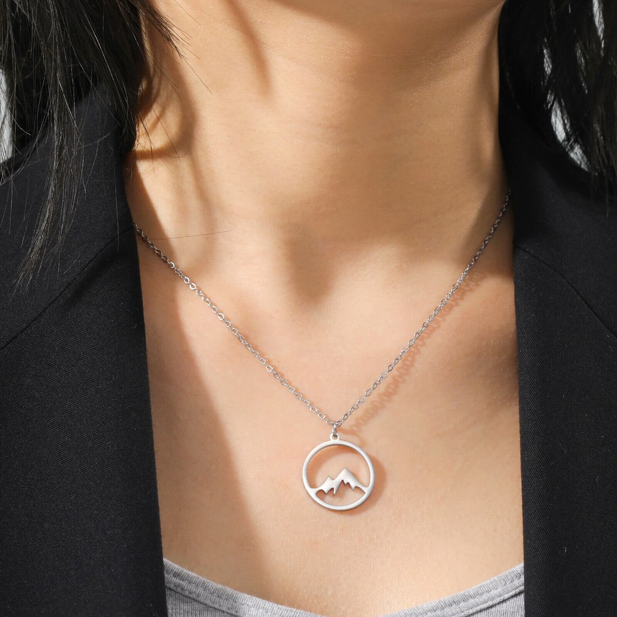 Unisex Mountain Peak Necklace in Stainless Steel
