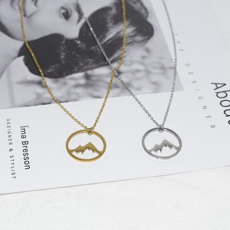 Unisex Mountain Peak Necklace in Stainless Steel