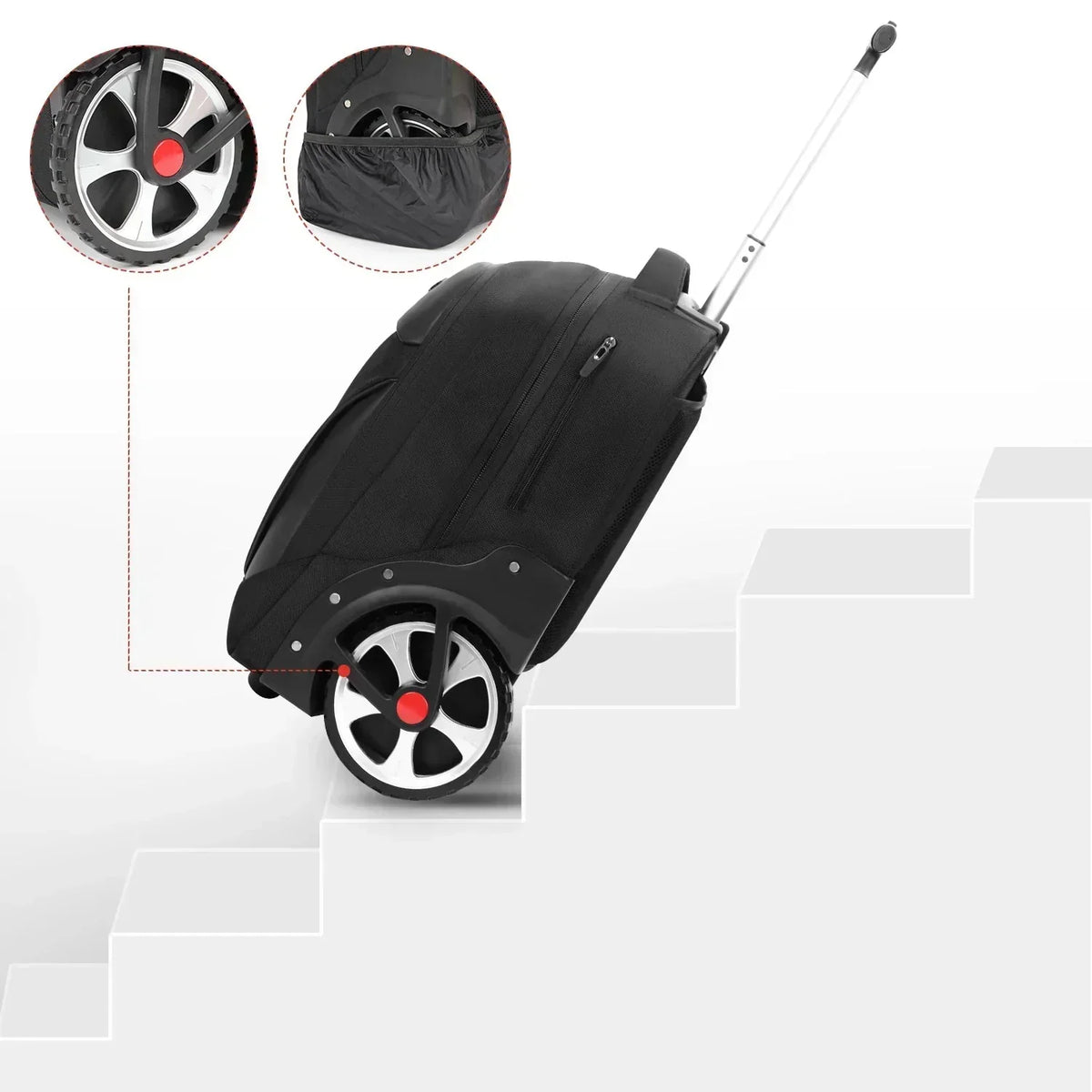 Unisex Rolling Laptop Backpack - 3-in-1 Travel Carry-On Bag