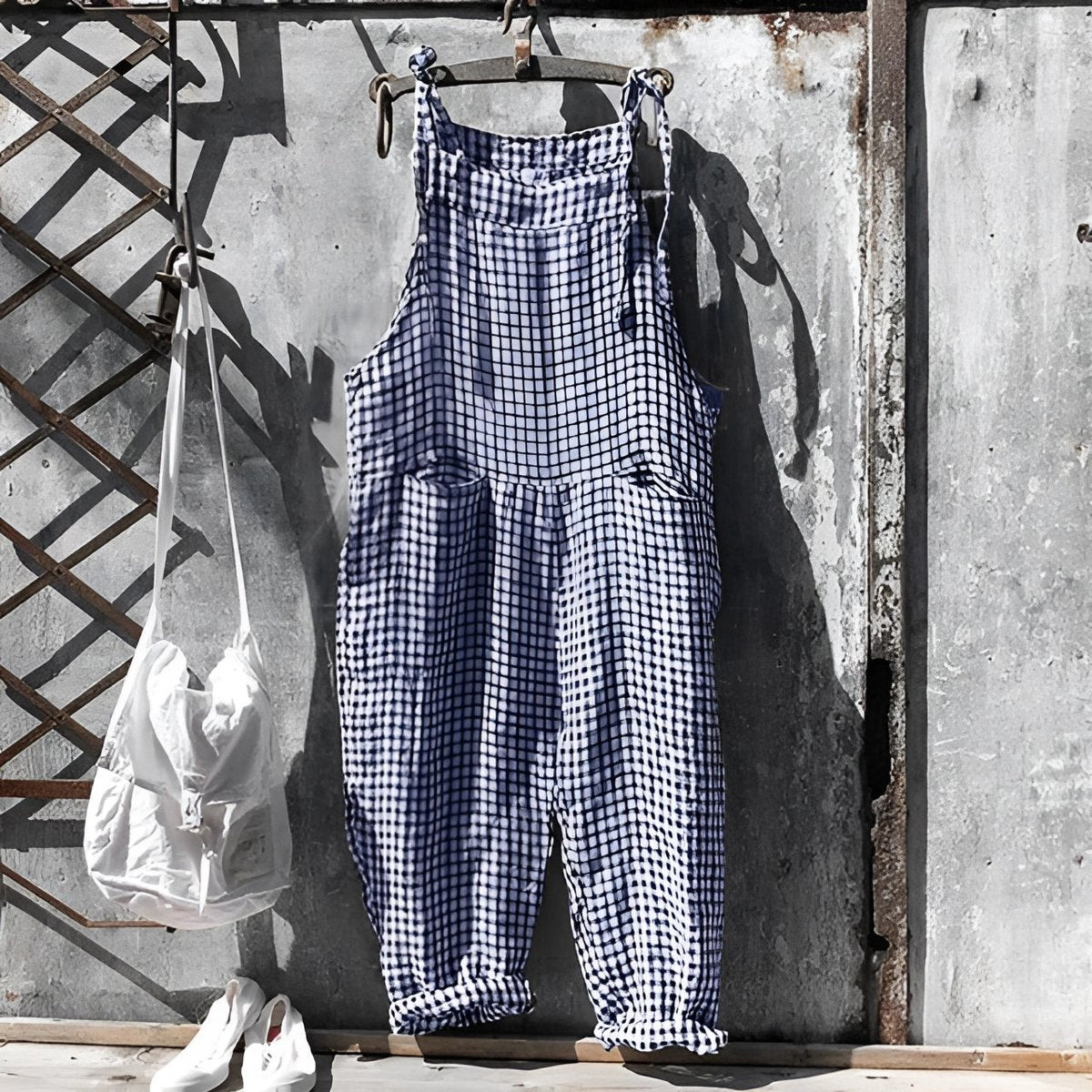 Unisex Vintage Striped Loose-Fit Overalls with Adjustable Straps