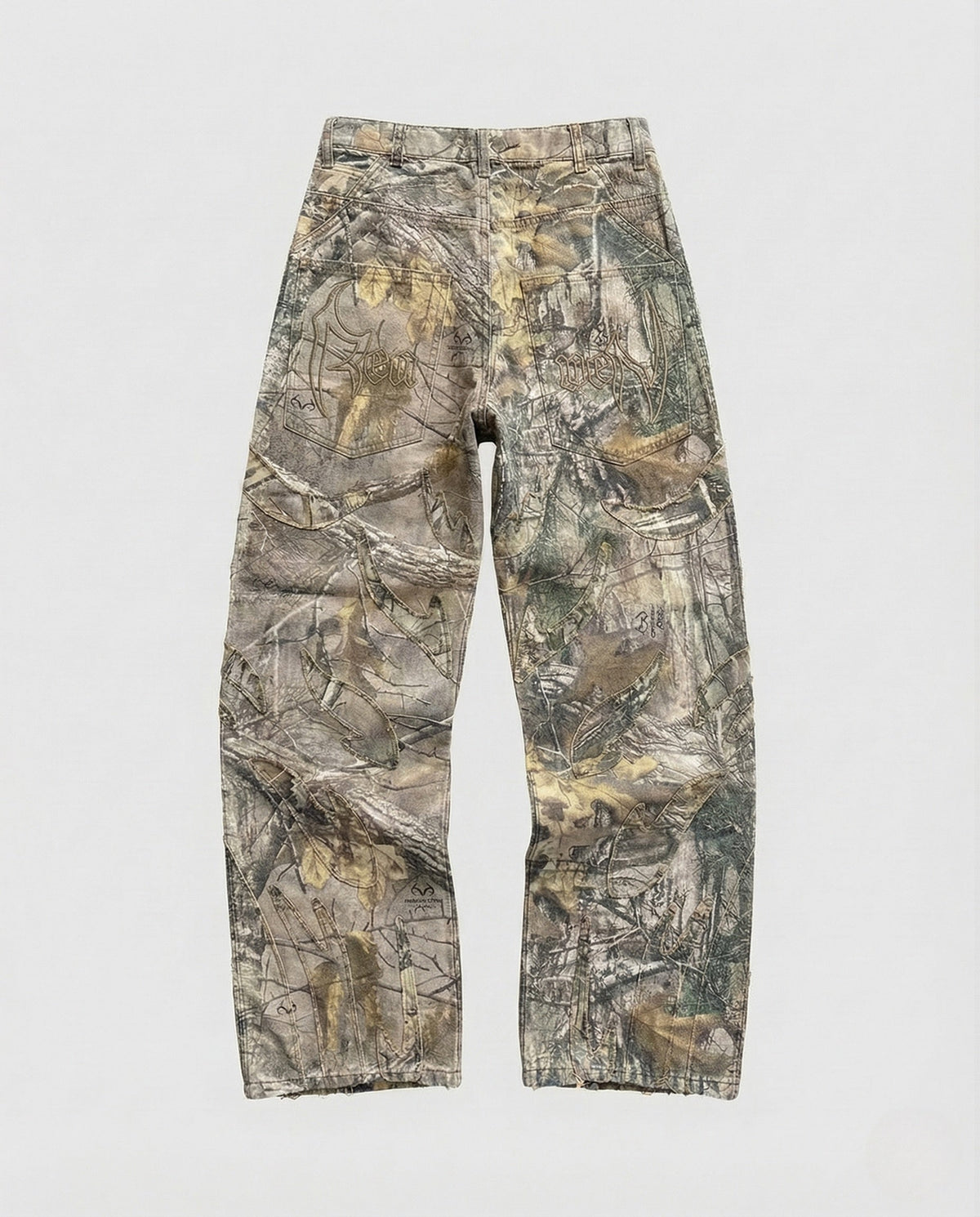 Unisex Wide-Leg Distressed Jeans with Cutouts and Fringes