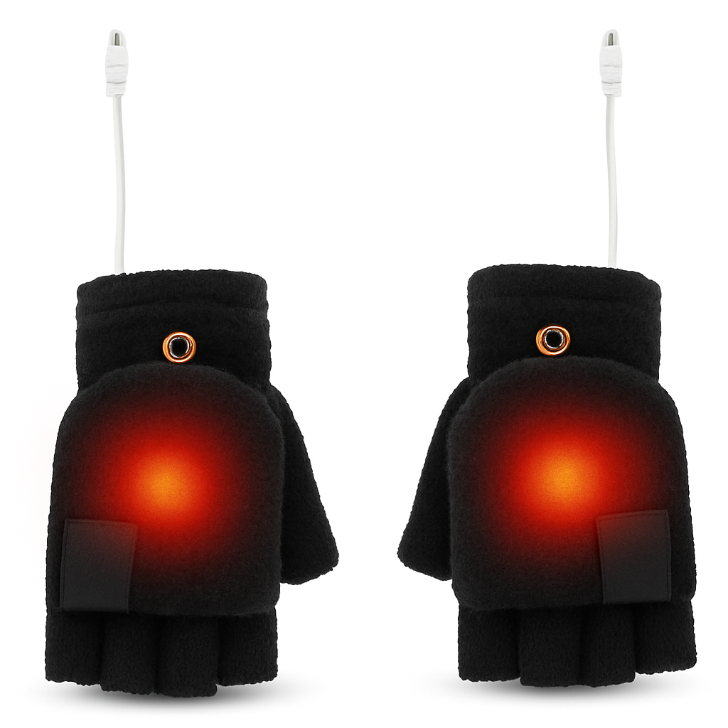 USB Electric Heated Fingerless Winter Gloves – Soft, Breathable, Ideal for Touchscreens