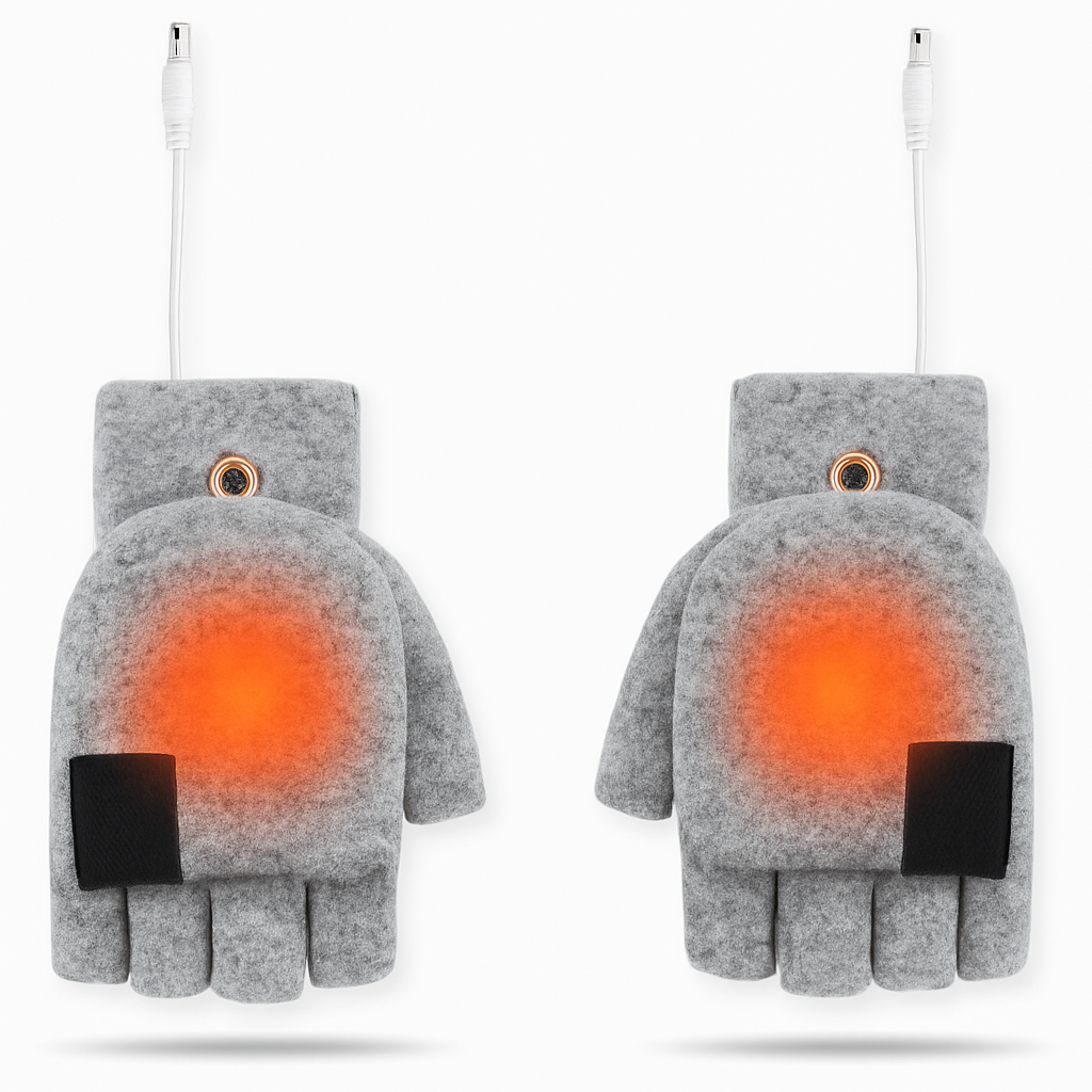 USB Electric Heated Fingerless Winter Gloves – Soft, Breathable, Ideal for Touchscreens
