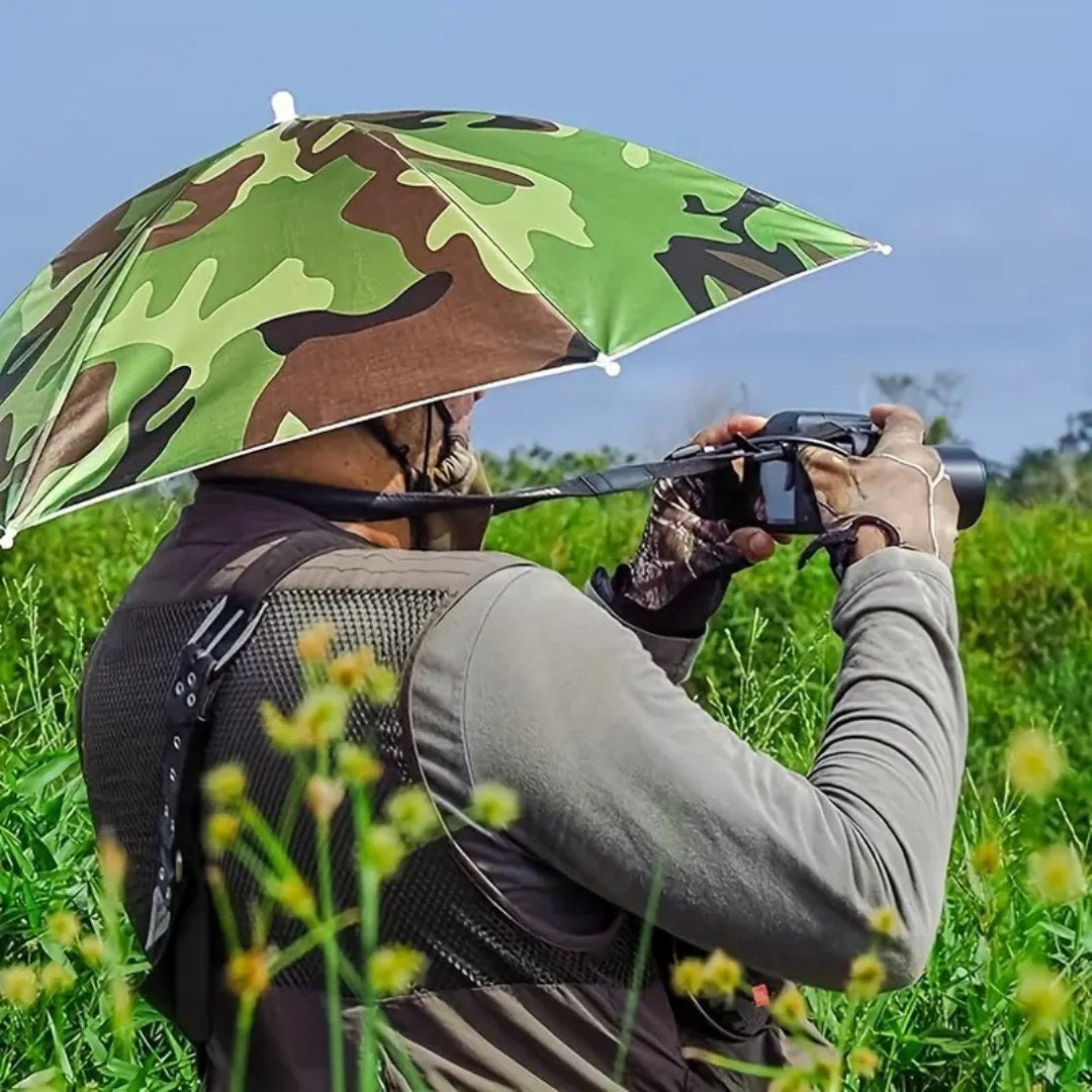 UV-Blocking Umbrella Hat with Wide Canopy and Foldable Design