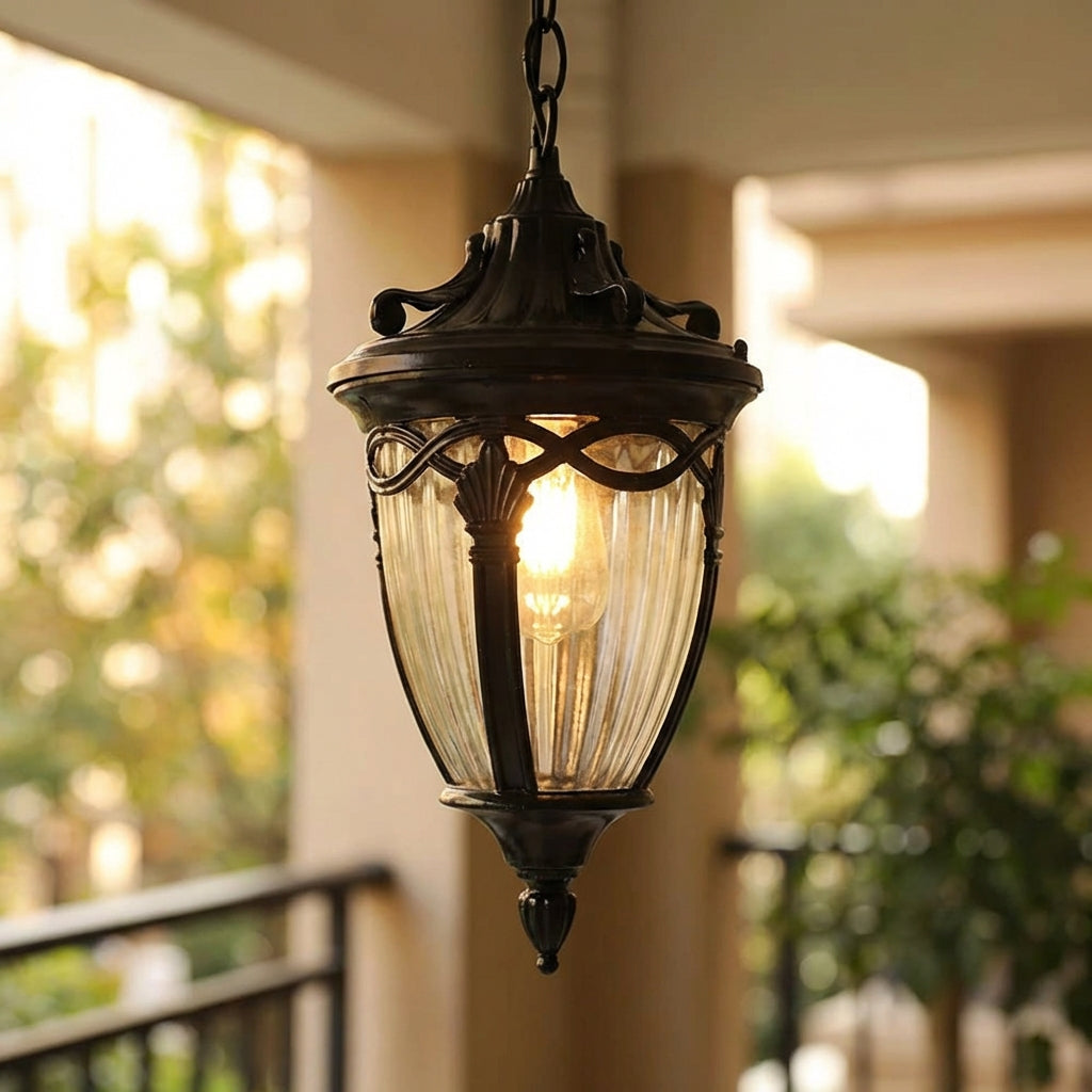 Vintage Metal and Glass Pendant Light – Retro Ceiling Fixture for Living Room and Dining Room