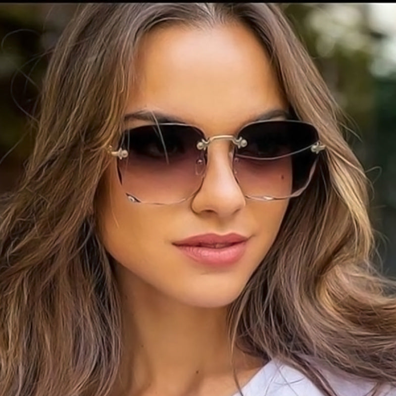 Vintage-Style Rimless Sunglasses with UV400 Protection