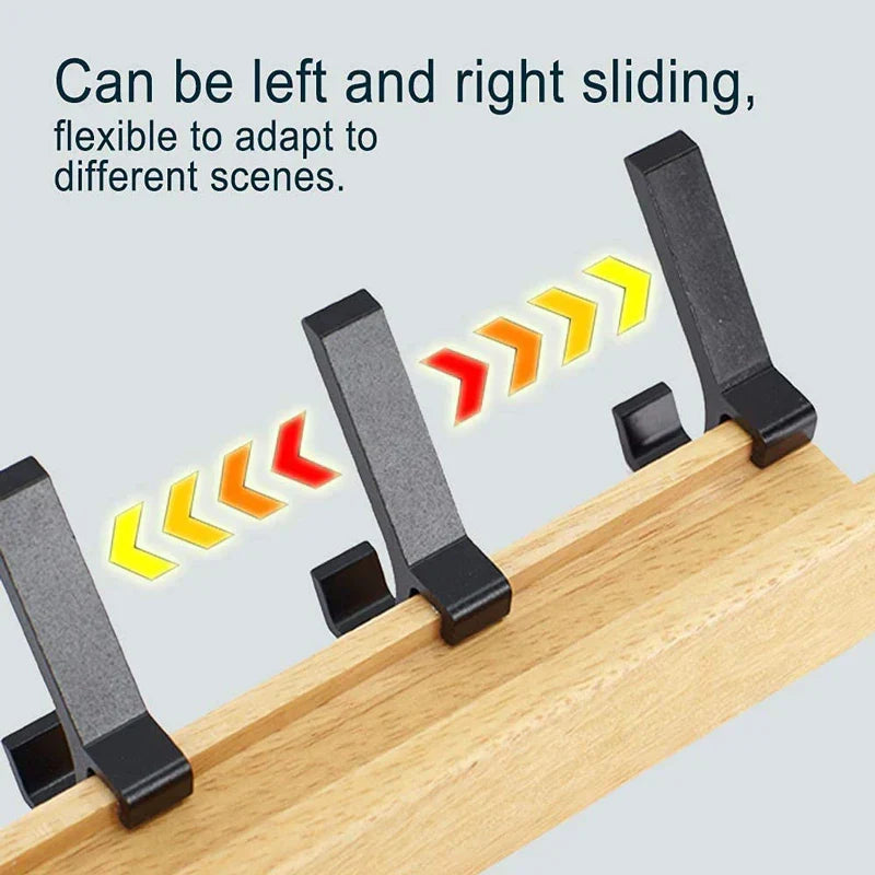 Wall-Mounted Coat Rack with Movable Hooks – Scandinavian Design in Wood and Metal