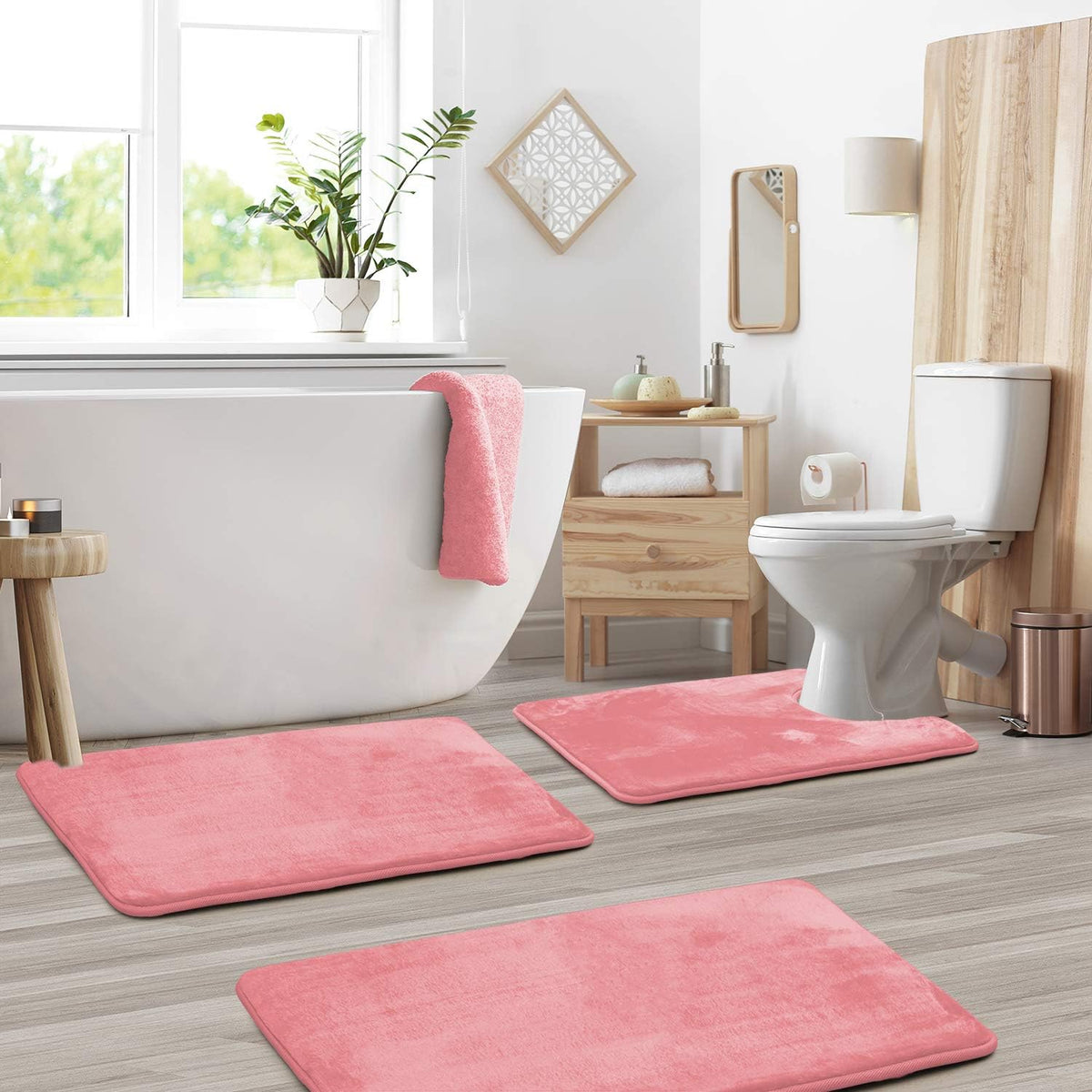 Washable Non-Slip Memory Foam Bath Mat Set