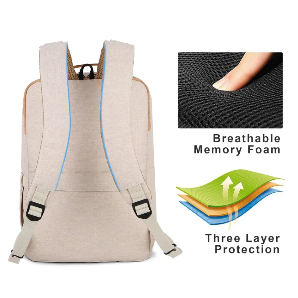 Water-Resistant Laptop Backpack with USB Charging Port for 15.6-Inch Laptops