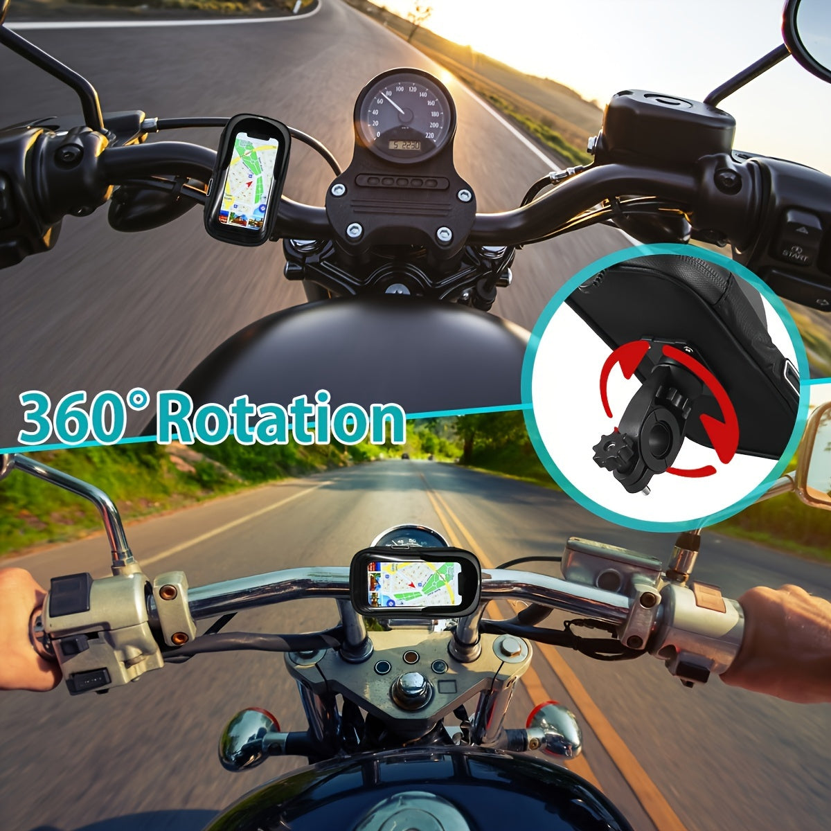 Waterproof Bike and Motorcycle Phone Mount – Handlebar Bag with 360° Rotation