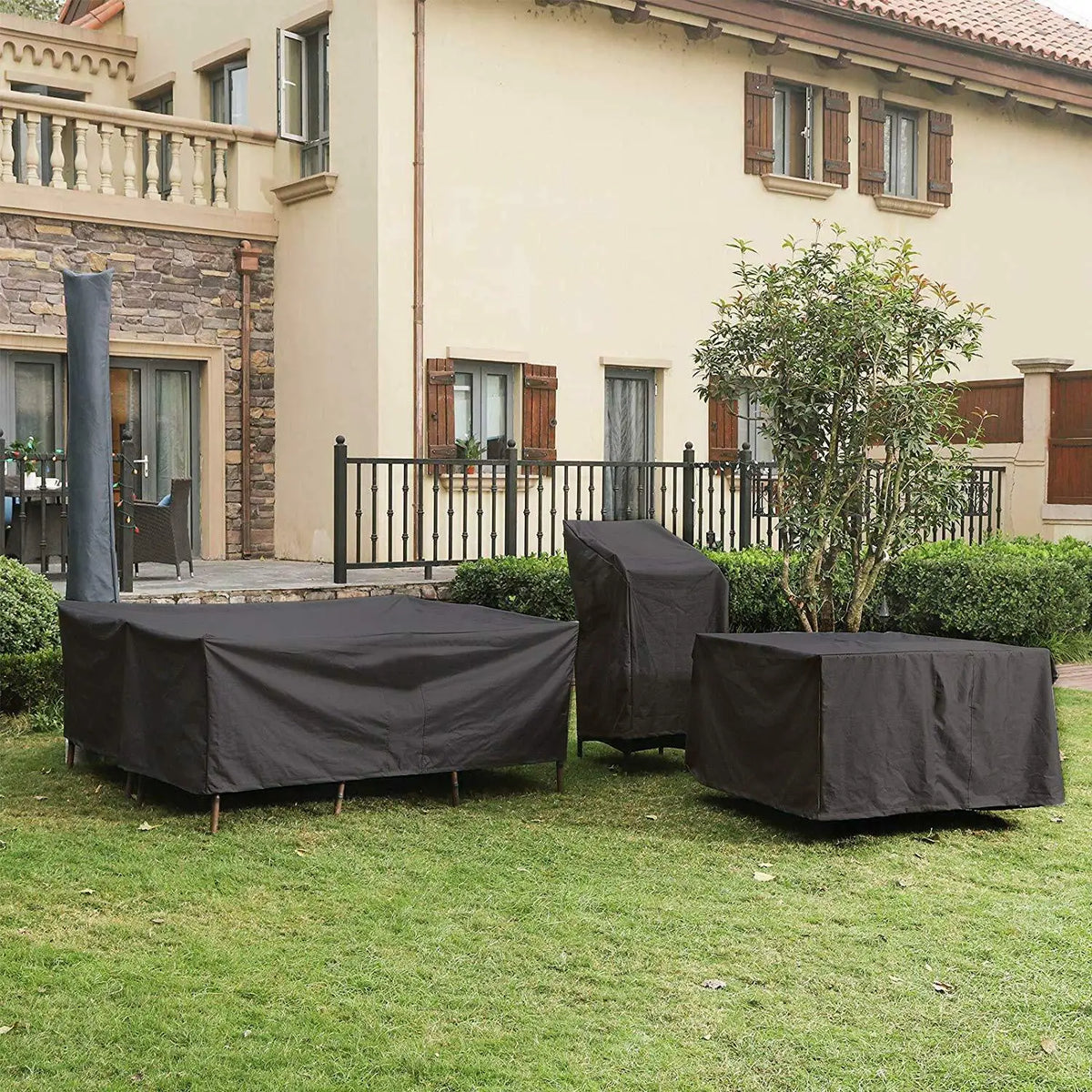 Waterproof Black Polyester Protective Garden Furniture Cover