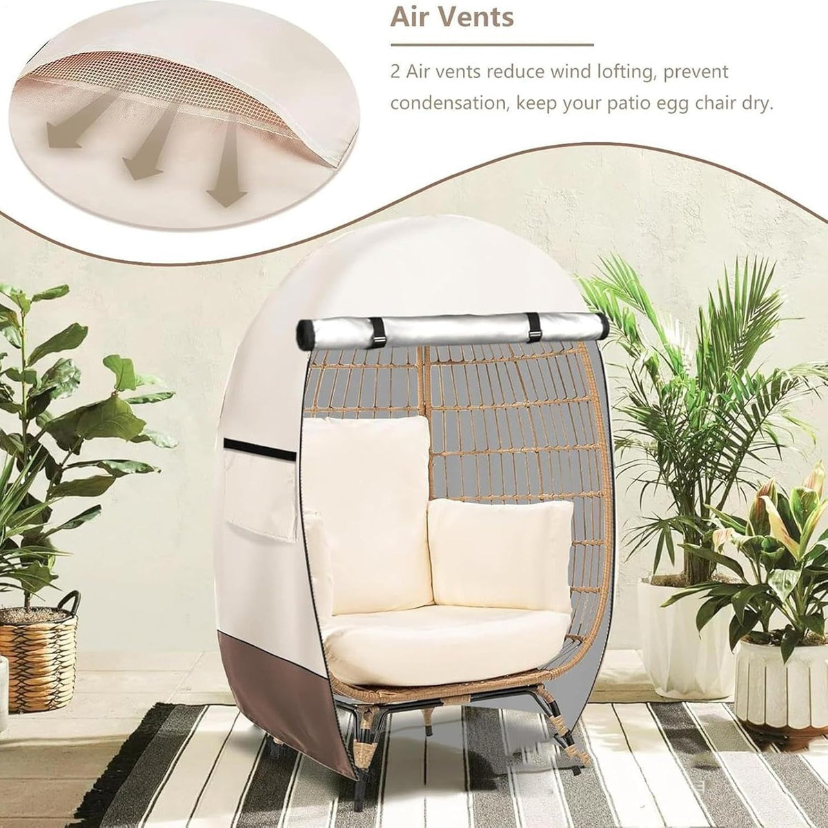 Waterproof Egg Chair Cover with Double Zipper